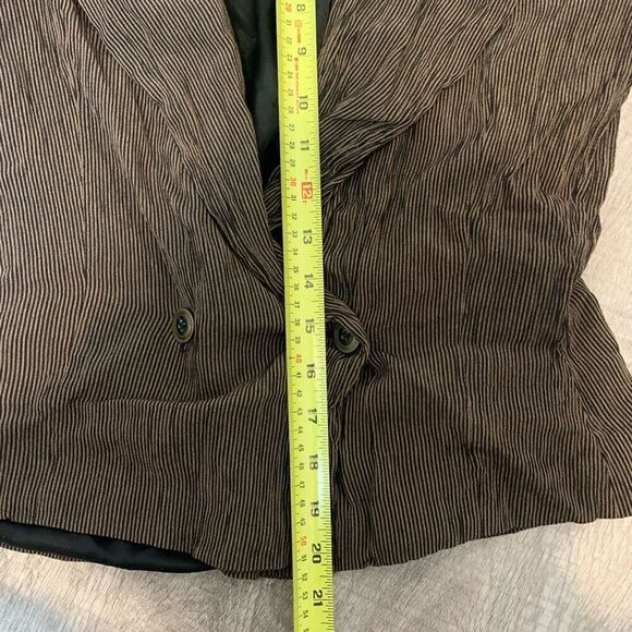 Vintage 1980s Paul Et Duffier Stripe Brown Blazer Jacket Tim Burton M - Picture 6 of 6